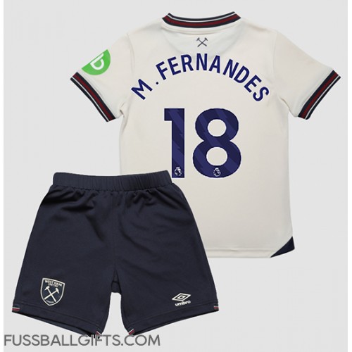 West Ham United Mateus Fernandes #18 Fußballbekleidung Auswärtstrikot Kinder 2025-26 Kurzarm (+ kurze hosen)